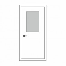 Двері технічні Т-02: білі, скло прозоре