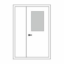 Двері медичні МЕД-02+МЕД-04: скло прозоре