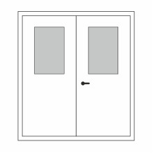 Двері в туалет санвузол САН-02+САН-02: білі, скло прозоре