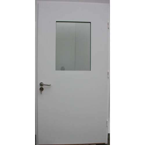 Двері для технічних приміщень ТЕХ-05: білі, розширені, скло прозоре вузьке