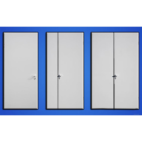 Двері для технічних приміщень ТЕХ-05: білі, розширені, скло прозоре вузьке