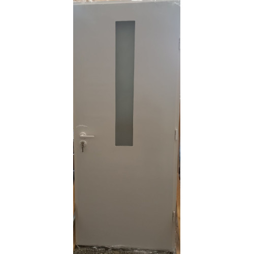Двері в поліклініку ПОЛ-05: білі, розширені, скло прозоре вузьке