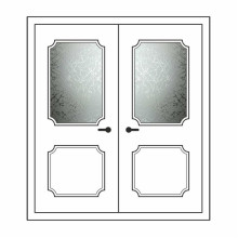 Двері міжкімнатні Агат 02+02: білі, скло граніт