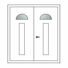 Двері міжкімнатні Бірюза БР-02+БР-02: білі, скло граніт
