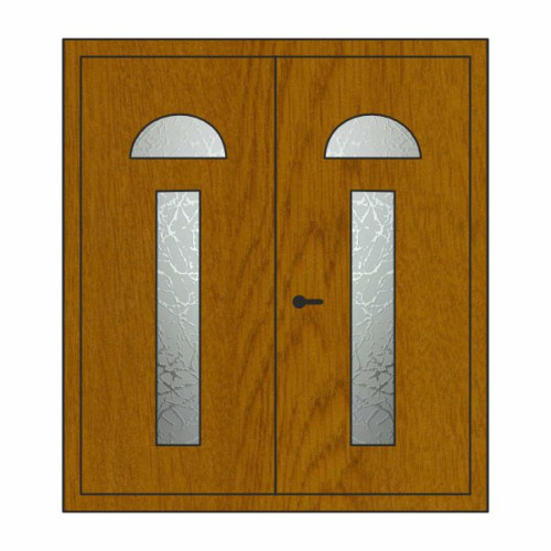 Двері міжкімнатні Бірюза БР-03+БР-03: золотистий дуб, скло граніт