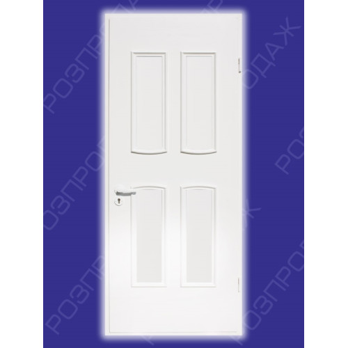 Двері міжкімнатні Корунд К-02+К-02: білі, скло лагуна