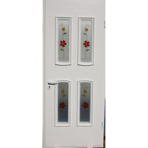 Двері міжкімнатні Корунд К-03+К-03: білі, скло лагуна