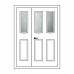 Двері міжкімнатні Корунд К-04+К-02: білі, скло граніт