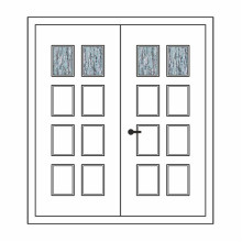 Двері міжкімнатні Кремінь КР-02+КР-02: білі, скло кора дуба