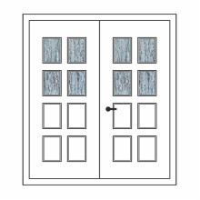 Двері міжкімнатні Кремінь КР-03+КР-03: білі, скло кора дуба
