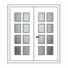 Двері міжкімнатні Кремінь КР-05+КР-05: білі, скло граніт