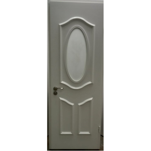 Двері міжкімнатні Лазуріт Л-02: білі, скло кора дуба