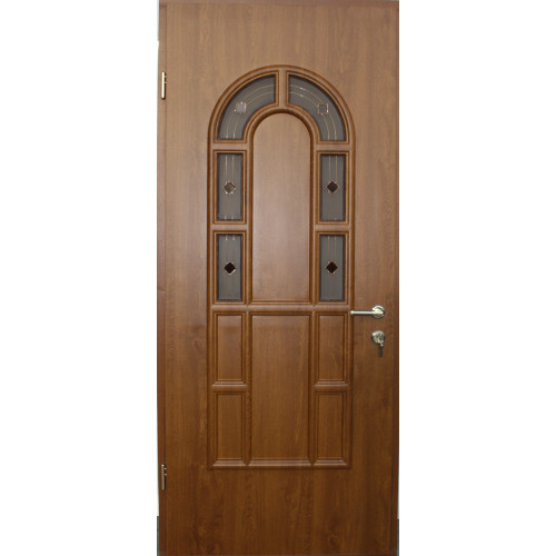 Двері міжкімнатні Опал О-05+О-05: золотистий дуб, скло кора дуба